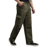 NOBERO Men's Loose Casual Pants (1M-BWCP-R0002_Military Green