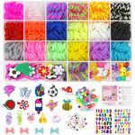 Uolifrem 2500+ Loom Bands Kit with Clips Charms Beads, DIY Friendship Bracelet Kit in 24 Grids Storage Box, Loom Bands Kits for Girls and Boys