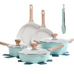 KOLEX non stick frying pan set,Nonstick Cookware Sets , pots and pans set ( Granite, induction cookware) (Turquoise)