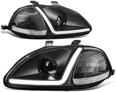 DNA Motoring HL-LB-HC96-BK-CL1 LED DRL Projector Headlights (Driver & Passenger Side)