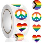 NOJGAC LGBTQ Pride Stickers, 500 PCS Rainbow Stickers, Four Different Shape Gay Stickers Pride Accessories Colourful Party Decor for Pride Month Party LGBTQ Party Parades and Festival Celebrations