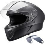 VEVOR Motorcycle Helmet, Full Face, Adult Motocross Dirt Bike Helmet with Tinted and Clear Dual Visor, Motorbike Racing Street with Detachable Liner for Men & Women, DOT Approved, (Matte Black, XL)