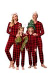 Ekouaer Christmas Matching Family Onesie Pajamas Hoodie One Piece Pajamas Zipper Thermal Sleepwear with Pockets, Family_christmas_buffalo Plaid, Medium