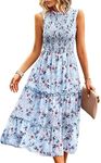 YNIQUE Women's Dresses Sleeveless Smocked Sundress Floral Ruffle Dress Tiered Swing Flowy A Line Summer Beach Midi Dress