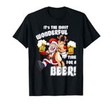 It's The Most Wonderful Time For A Beer Santa Funny Xmas T-Shirt