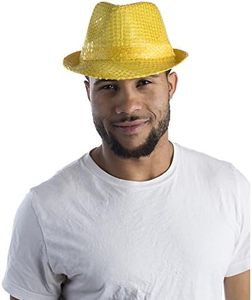 Dress Up America Sequin Fedora for Adults - Sequined Party Fedora - Costume Accessory for Halloween (Yellow Sequins)