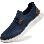 WYGRQBN Men Loafers Slip on Shoes Walking Boat Shoes Non Slip Driving Shoes Casual Sport Shoes Sneakers Lightweight Comfortable Breathable Wide Shoes Dark Blue US 10