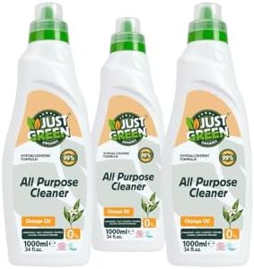 Just Green Organic All Purpose Cleaner Spray, Plant-Based Multi-Surface Cleaner, Non-Toxic, Hypoallergenic, EcoCert Certified, Vegan, 33.8 fl oz (1000 ml) - 3 Pack