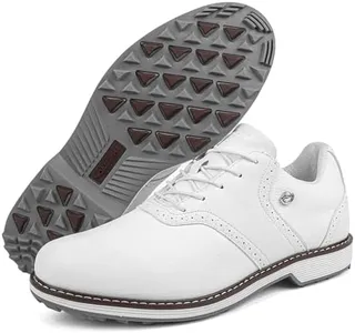 Zakey Golf Shoes Men Professional Spikeless Golf Shoes Comfortable Walking Footwears for Golfers (10.5,White)