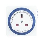 STATUS Timer Switch Square | 24 Hour Segment Timer Light Switch | White UK Plug | S24HRSQT4