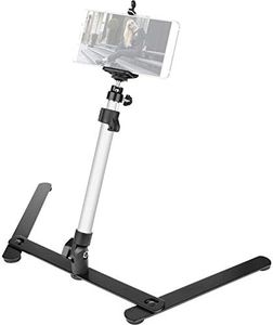 ChromLives Photo Copy Stand with Phone Clamp Overhead Phone Mount Phone Stand Mini Tripod Adjustable Tabletop Monopod Stand Compatible with Smart-Phone