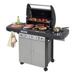 Campingaz 3 Series Classic LS Plus Gas BBQ 3 Burner Gas Barbecue Grill 9.6 KW Power Instaclean Easy Cleaning System Cast Iron Grid and Griddle with Side Burner