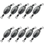 Uenhoy 10 Pcs Fishing Weights Inline Trolling Fishing Sinker Tackle with Inner Swivels, Oval Drop Casting Fishing Weight Sinkers, 3/4 oz (20g)