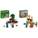 LEGO 21240 Minecraft The Swamp Adventure, Building Game Construction Toy with Alex and Zombie Figures in Biome & 21164 Minecraft The Coral Reef Building Toy with Alex