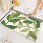 QIUKUN Bathroom Rug Mat Leaves Plus