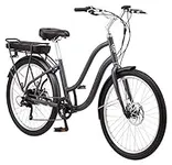 Schwinn Mendocino Adult Hybrid Electric Cruiser Bike, Lightweight Aluminum EBike Frame, 26-Inch Wheels, 6 Speed Drivetrain, Pedal Assist, Charcoal Grey