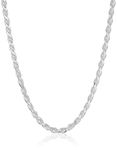 Amazon Essentials Sterling Silver Diamond Cut Rope Chain Necklace, 24"