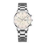 NIBOSI Womens Watches Analog Quartz Watches for Women Ladies Fashion Casual Chronograph Watches with Stainless Steel Strap, Dial-Color:Cream, Band Color:Silver