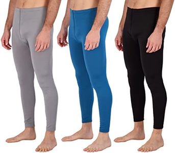 3 Pack:Mens Thermal Underwear Base Layer Fleece Lined Fly Long Johns Bottom Pants Warm Long Johns Compression Underpants Cold Tights Leg Warm termicos Hombre Leggings Training Tights Snow- Set 3, S