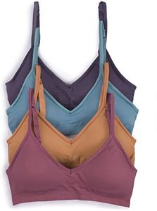 Caramel Cantina 4 Pack V Neck Padded Bralette Adjustable Straps (S/M, Festival)