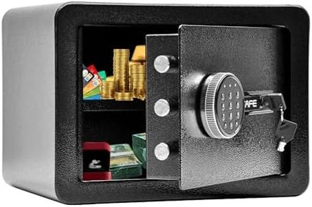 ALSTON All Steel Safety Box Wall Mountable Fireproof Mini Safe Box Keypad and Key Dual Unlock Methods with Removable Shelf for Home Office Hotel Money Safe