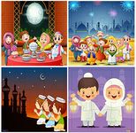 Fiddly's Wood Jigsaw Puzzles for Kids & Children - 9 Pieces (Eid Festival - Pack of 4) Age 3+