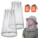 ACWOO Midge Head Net, Mosquito Head Protecting Net with Storage Bag, Mosquito Head Net Face Mesh, Fine Mesh Insect Netting Cover for Outdoor, Hiking, Camping, Climbing, Walking, Fishing (Grey, 2PCS)