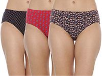 BLOSSOM Womens Cotton, Soft Inner Elastic, Printed Hipster Iris Dark Assorted 36 (Pack of 3)