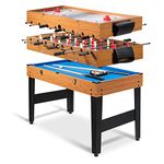 Goplus 48 Inch Multi Game Table, 3-in-1 Combination Table Set w/Adult Size Foosball Table, Pool Table, Slide Hockey Table w/Billiard, Soccer, Hockey for Arcade, Party, Family Night, Game Room