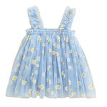 TotzTouch Baby Girls Dress | Frock Cami Strap Flared Printed Net Sleeveless Gown 1 PCS (Baby Blue) Light Weight Age Newborn 6 to 12 Months