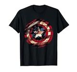 Marvel Comics Captain America Graphic Flag Fill Shield T-Shirt