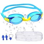 Kids Swimming Goggles, Kids Goggles Anti-Fog Leak Proof UV Resist Swimming Goggles for Kids Boys Girls, Childrens Swimming Goggles Food Grade Silicone Comfort with Portable Case Nose Clip (Age 3-14)