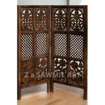 Z.A SAWMIL ART Wooden Partition for Living Room, Privacy Divider, Wooden Room Separator, Divider for Office, Partition for Puja Room, (Mix Frame Design - Brown) (4 Feet - 2 Panels)