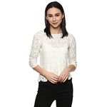 Porsorte Women White Net Lace Sheer Top