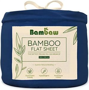 Navy Single Flat Sheets | Bamboo Bed Sheets | 180x290 cm | Single Top Sheet | Luxury Mattress Topper | Cool Blanket For Sleeping | Anti Allergy Bedding | Soft Bed Sheets | Navy Flat Sheet | Bambaw