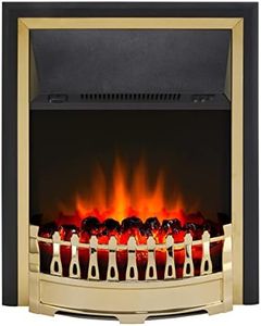 DIMPLEX Glen Crofton Optiflame Inset Electric Fire, Traditional Style Brass and Black LED Flame Effect Fire, 2kW Adjustable Fan Heater