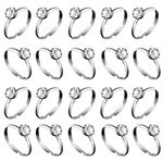 Whaline 36 Packs Silver Diamond Engagement Rings Bridal Shower Ring for Wedding Table Decorations, Party Supply, Favor Accents, Cupcake Toppers