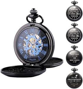 ManChDa Reloj De Bolsillo Grabado Personalizado Reloj Mecánico Fobwatch para Papá Marido Hijo Día del Padre Graduación Dejar Regalo Cumpleaños Mejor Hombre Padrino De Boda Regalos para Papá