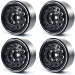 Treal Metal 1.9 Beadlock Wheel Rims 4pcs Vintage Design Wheel Hub for Wagon Wheel 1:10 RC Crawler -Type I (Black)