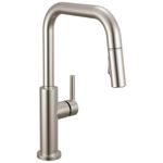 Delta Nicoli 19868LF-SS U-Spout Kitchen Faucet with Pull Down Sprayer, Single Hole Kitchen Faucet, in Stainless Steel