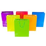 Super Z Outlet Neon Colored Blank Paper Party Gift Bags Rainbow Assortment with String Handles for Birthday Favors, Snacks, Decoration, Arts & Crafts, Event Supplies (12 Bags) (Large)