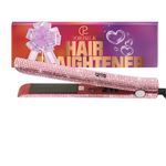 Titanium Flat Iron for Hair, Professional Diamond Hair Straightener 2 In 1 Straightening Curling Flattening Iron with Rhinestone Decor, 480F Instant Heat Up, LCD Display (Soft Pink Sparkler Flat Iron)