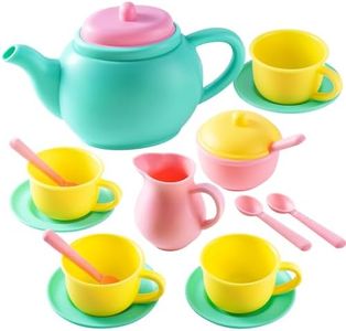 JOYIN 18PCS Pretend Play Tea Party Set Play Food Accessories BPA Free, Phthalates Free, Plastic Tea Set, Mini Kitchen for Kids, Gifts for Toddler Boys Girls Ages 3,4,5,6 Years Old