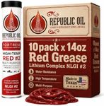 Republic Oil Red High Temp #2 Grease 10 x14oz Lithium Complex Multi-Purpose |Chassis | Wheel Bearings| Tacky | EP2 | Extreme Pressure | 5th Wheels | Agrilculture | Construction