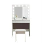 Lillyvale Dressing Table White, Vanity Table with Large & Medium, Mirror, LED Lights Adjustable. Modern Makeup Table (Medium (80x40x140cm))