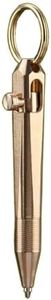Mini Quick Release Ballpoint Pen, Replaceable EDC Black Ink Pens By Bolt Action, Brass Compact Pocket Pen with Keychain on Top for Office Working Traveling Writing Gifts (Fixed Keychain(Brass))