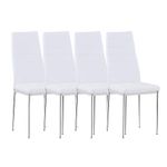 GOLDFAN High Back Dining Chairs Set of 4,PU Leather Kitchen Side Chairs with Chromed Legs for Living Dining Kitchen Room,Office(White)…