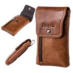 Hengwin Belt Pouch Holder, Genuine Leather Mobile Phone Holster for Samsung S24 S23 S22 S21 S20 Ultra, S10 S9 S8 Plus Cell Phone Case Waist Carrier, Travel Money Card Multiple Pockets