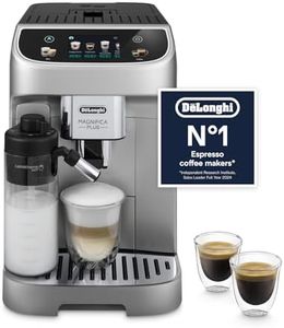 De'Longhi ECAM322.70.SB Magnifica Plus Automatic Coffee Machine with LatteCrema Hot, Bean to Cup Espresso Machine with 18 One-Touch Recipes, Full-Touch Control Panel, 1450W, Silver/Black