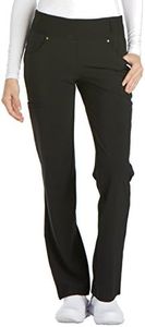 Iflex Scrubs for Women, Yoga-Inspired Knit Waistband Scrub Pants CK002, S, Black